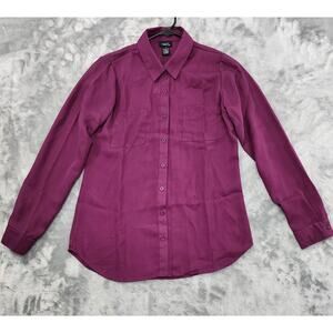 NEW Rue21 Polyester Chiffon Button Up Long Sleeve Blouse S Purple Lightweight
